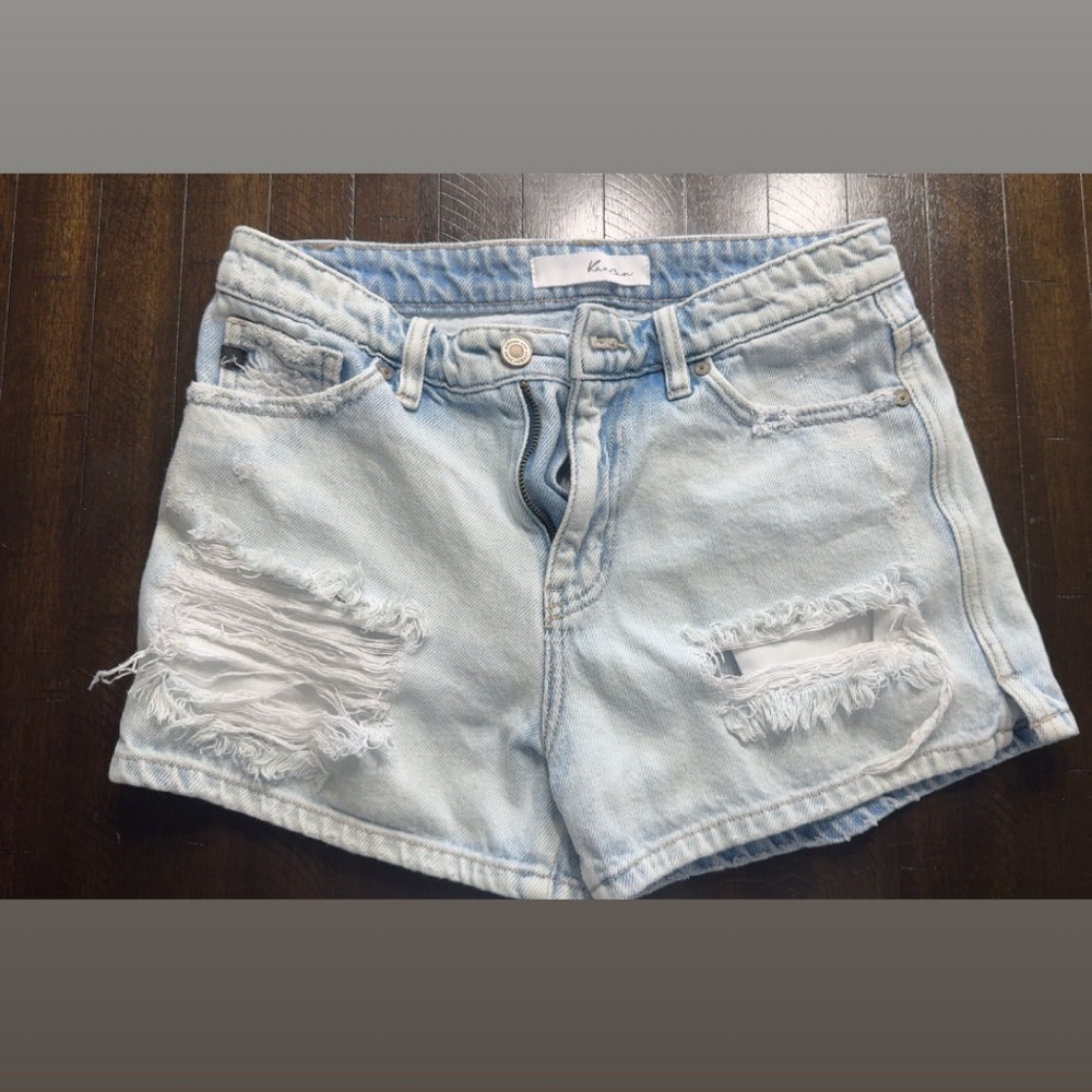 KanCan Light Blue Distressed Denim Shorts